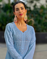 Thalassa Chikankari & Mukaish Ombré Kurta Set (set of 3)